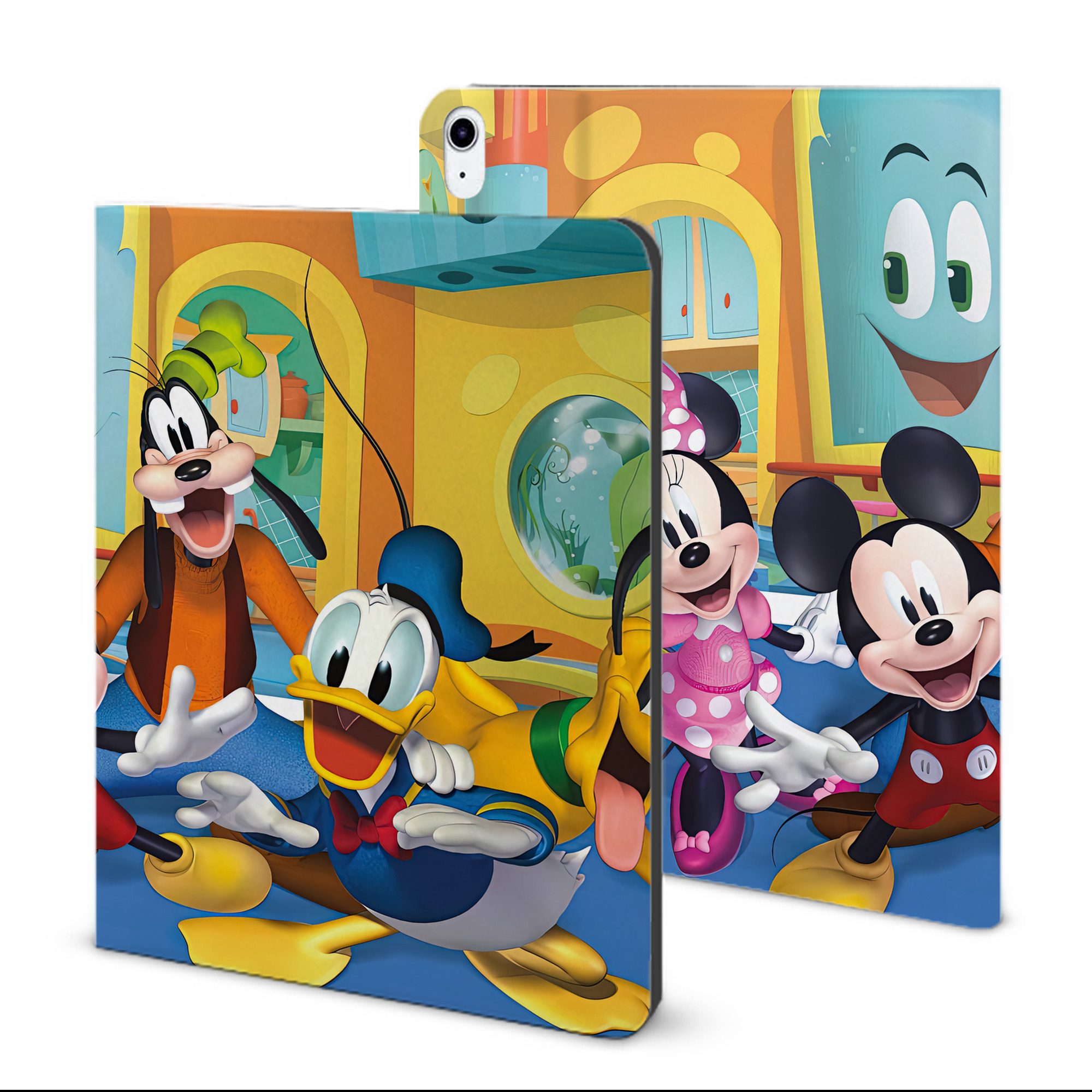 （画像用） ミッキーマウス Mickey Mouse IPad ケース ブック型 PUレザー TPU 耐衝撃 軽量 薄型 ペン収納なし 全面保護 IPad 各モデル対応